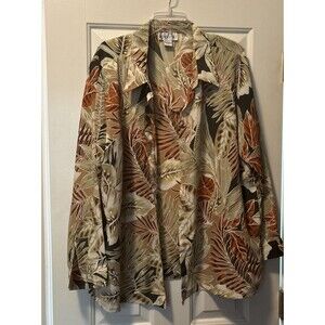 Kaktus Plus Open Front Wrap Kimono Womens 2X Vintage Black Floral Artsy Boho